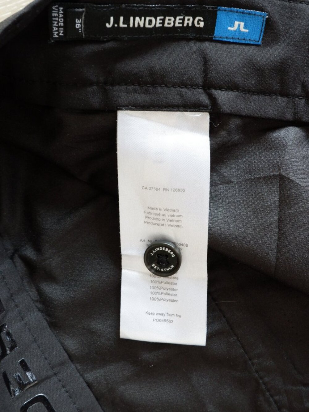 J.Lindberg Black Performance Golf Shorts - Men's Waist W36" - Picture 5 of 8